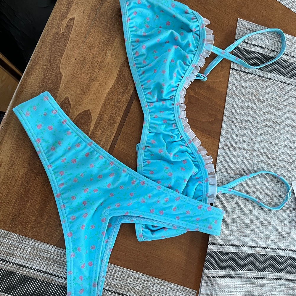 Blue Floral Bikini Set - Picture 1 of 6